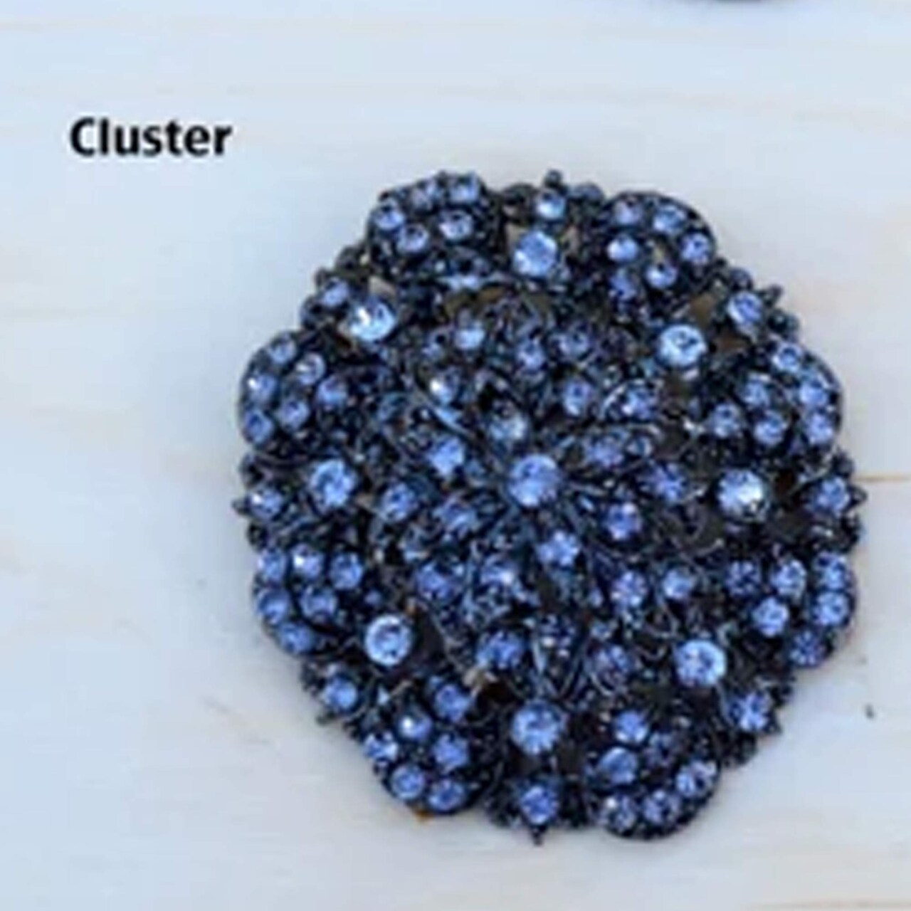 Cluster Gunmetal Brooch with Midnight Blue Rhinestones for Gothic Costume Jewelry and Decor